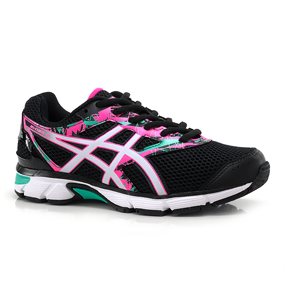 tenis asics gel preto com rosa tenis asics gel preto com rosa