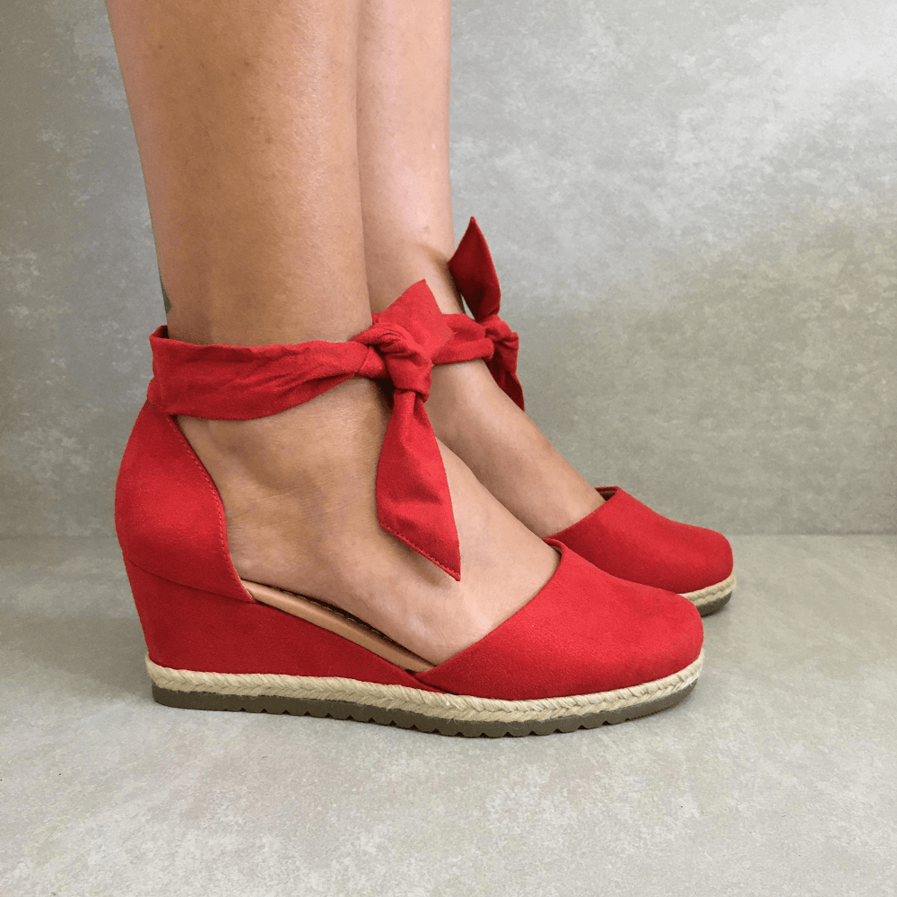 sandalia de amarrar vermelha