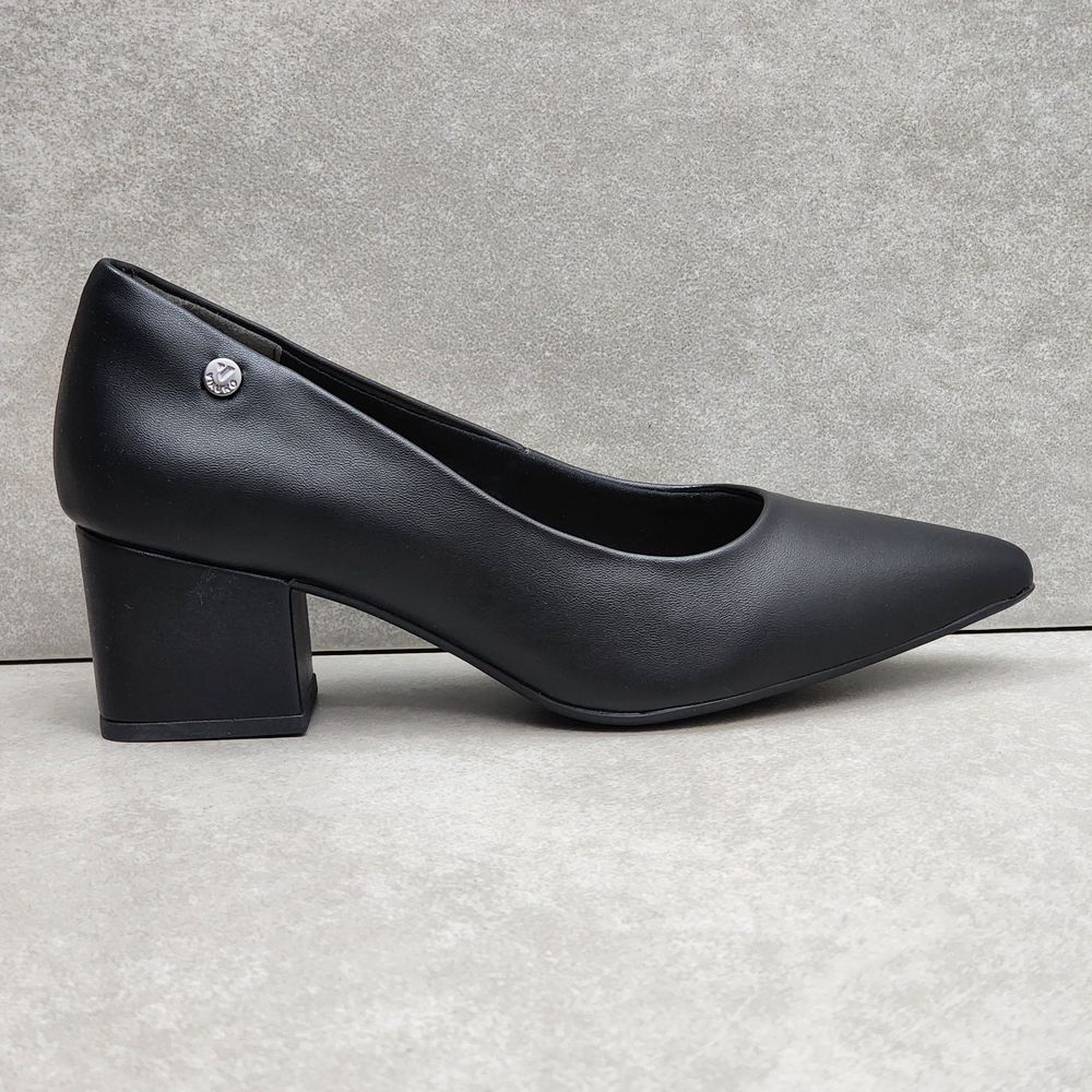 Sapato Feminino Via Uno Com Salto Bloco Baixo - Preto - Vanda Calçados